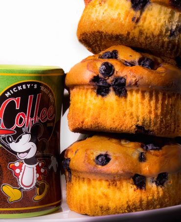 Food Photography: Coffee Mug And Blueberry Muffins
