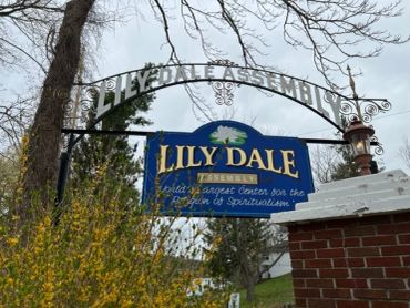 The entrance sign into The Spiritualist community of Lilly Dale