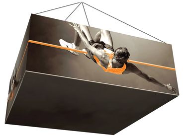 Custom portable trade show display. Square trade show hanging display.