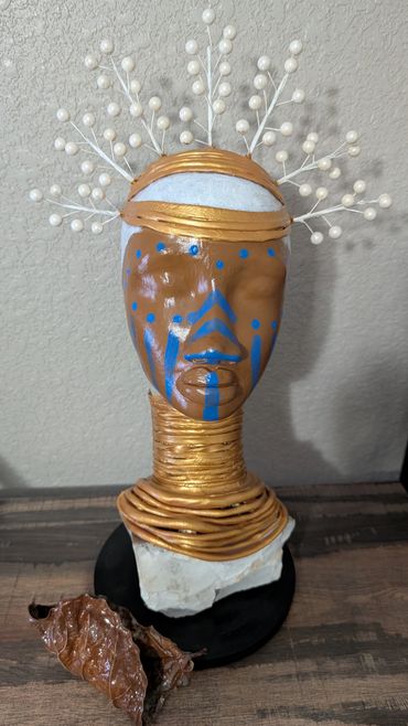 Item # 0067
Title: Empress
Clay, Wood, Acrylic Paint, Plastic
African American Art