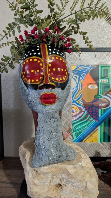Item # 0059
Title: Sadhus (Holy Man)
Clay, Stone, Acrylic paint, Plastics
African American Art
