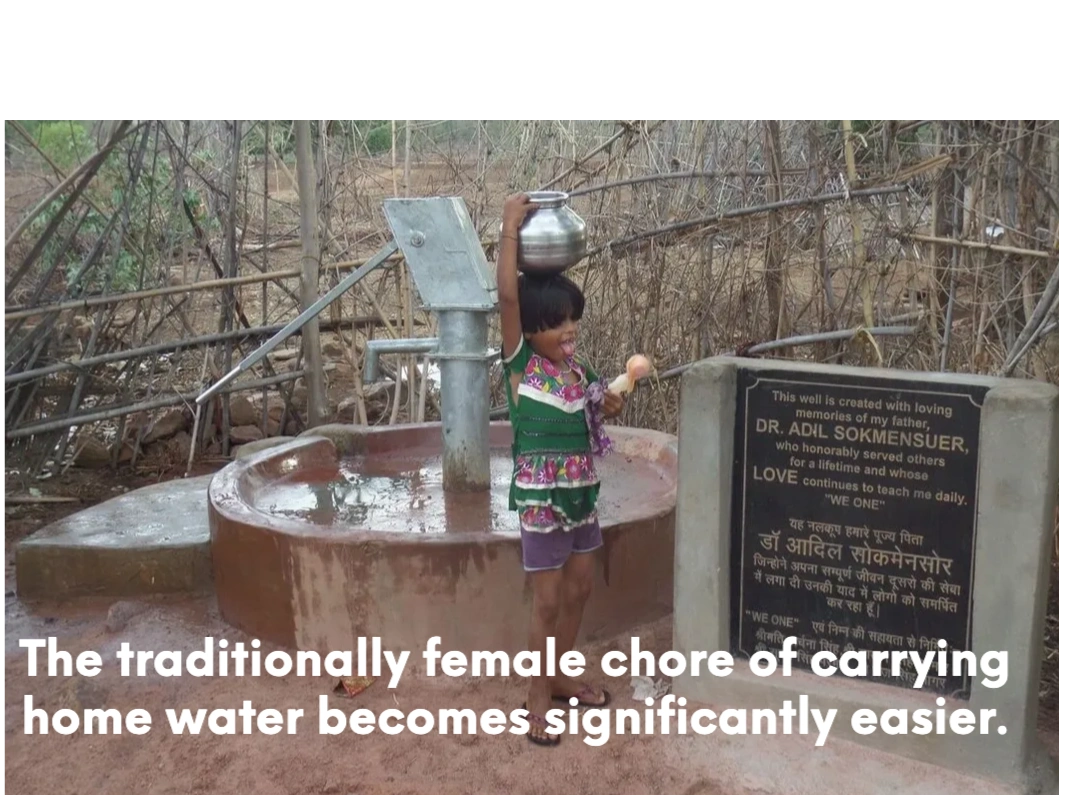 The traditionally female chore of carrying home the daily water is significantly closer.