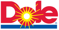 Dole logo with red text, yellow sunburst, and blue underline.