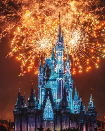 Photo of Disney castle with fireworks in the background