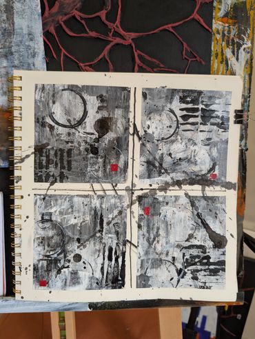 Mixed media abstract painting