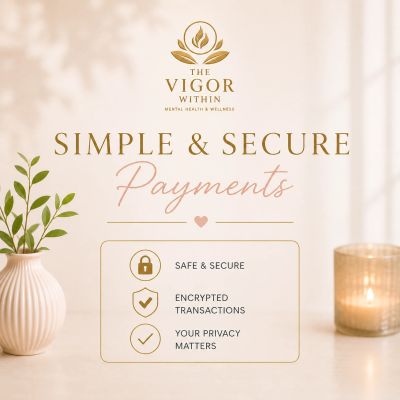 Elegant design promoting safe and secure payments for The Vigor Within wellness brand.