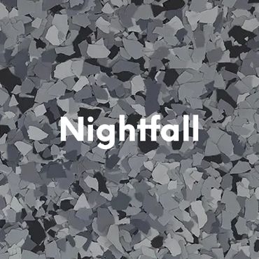 Nightfall Vinyl Flake: Epoxy and polyaspartic floors. Garages, Porches, Laundry, Mudroom, Warehouse