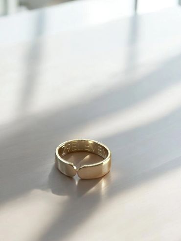 the inside of one of our rings in saintly gold