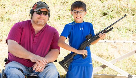 wheelchair gunship shooting platform Matt Fields Handicapped steel target shooter Brea Placentia OC