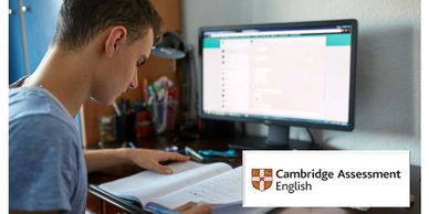 Online student preparing for Cambridge English Assessment exams
