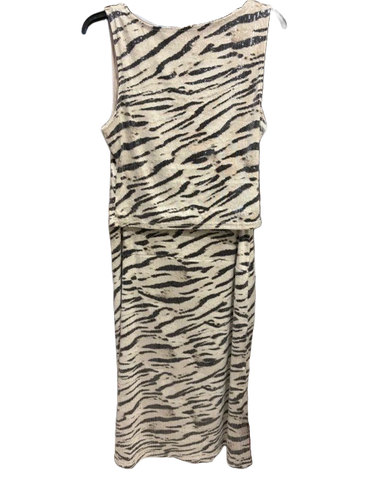 Sleeveless zebra print dress with layered design at The Peak in Albertville, MN