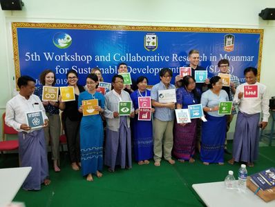 Public health students in Myanmar presenting research on sustainable development goals SDGs