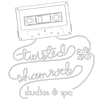 Black and white logo with cassette tape and cursive text.