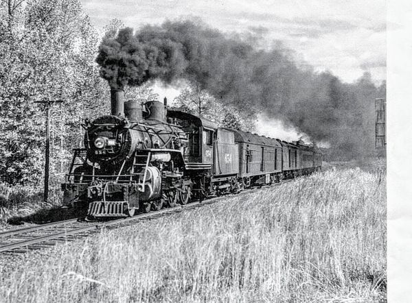 A vintage steam engine on the railway track