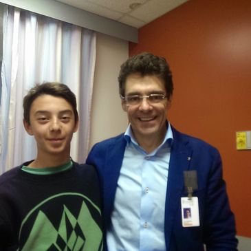 BUCKMINDSET owner's son Zackary at Saint Justine's Children Hospital in Montréal and doctor Grimmard