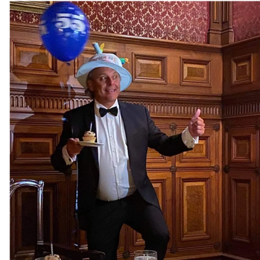 BUCKMINDSET owner Steven Buck celebrating his birthday wearing a tuxedo