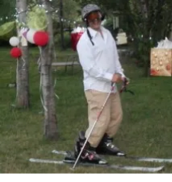 BUCKMINDSET owner Steven Buck celebrating Christmas during the summer wearing ski equipment