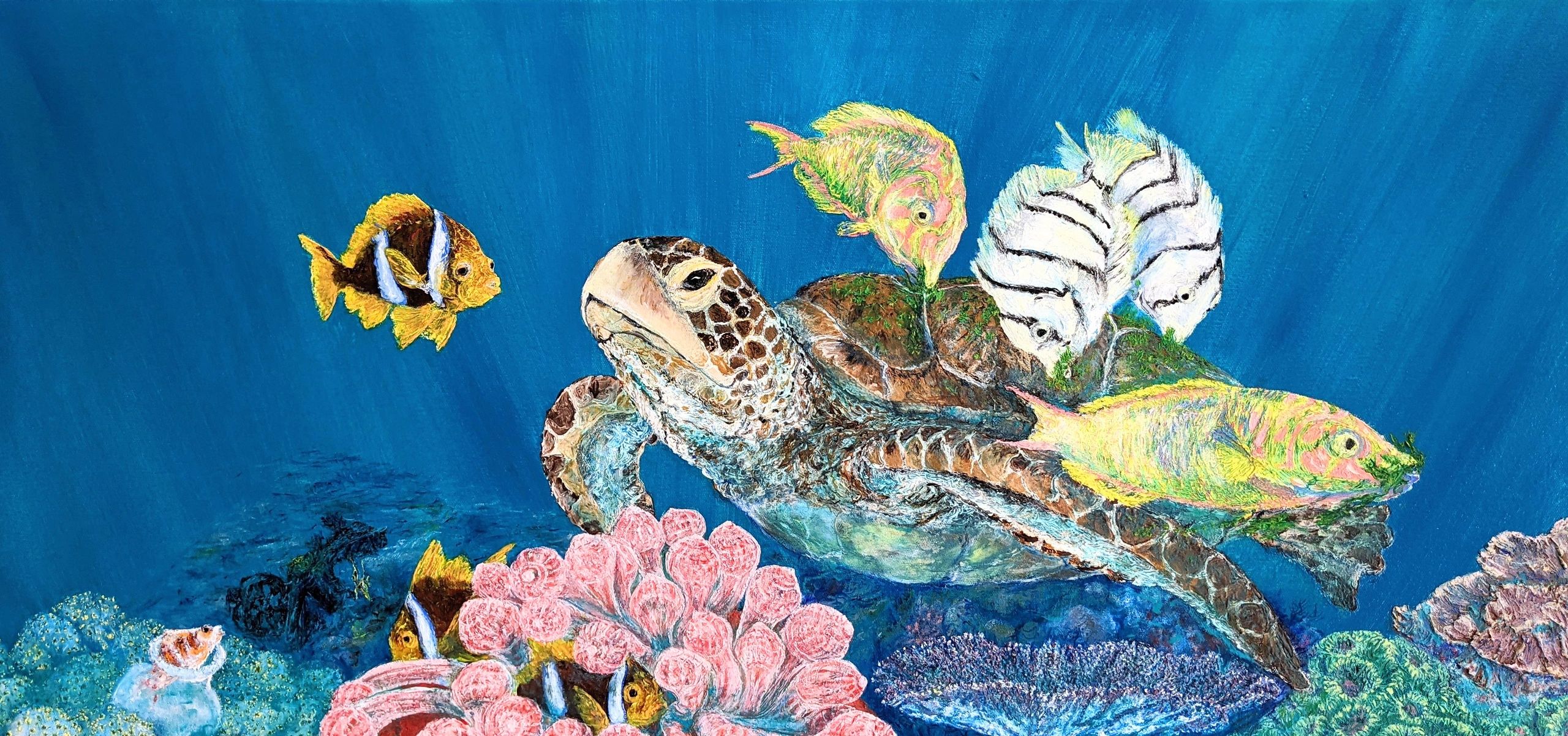Friends in Need commissioned painting by Mocean Art collectors Earth, mineral pigments, linseed oil