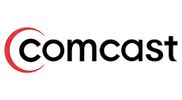 Comcast logo with a red crescent design element.