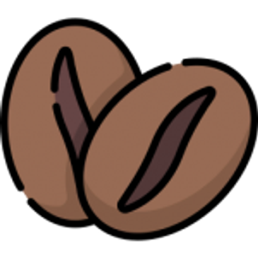 Ilustración de dos granos de café marrones.