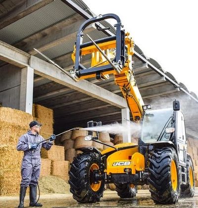 Image showing a Render Cleaning NI Pressure Washing a telehandler. Soft Wash. Ballymena