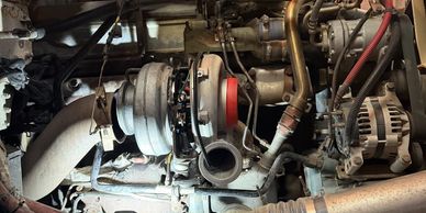 Diesel engine intake and turbocharger components during repair
