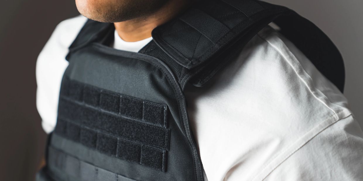Body armor for protection.