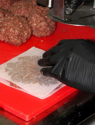 Staff making Ground Beef Patties