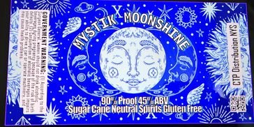 Mystik Moonshine is made from grain neutral spirits sugar based distilled 5x.