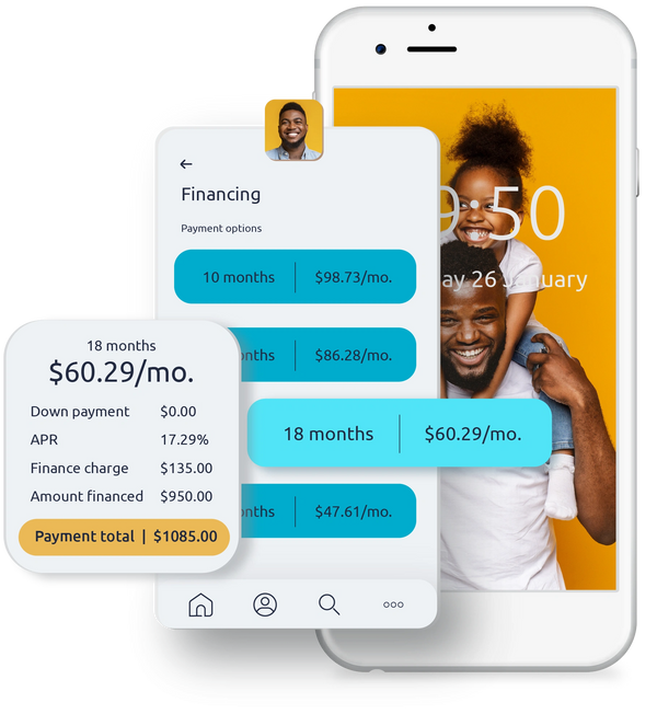 Image of a Mobile phone showing an online application process.