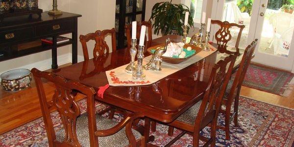 Refinished formal dining table and chairs