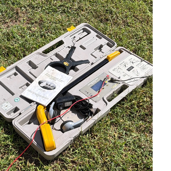 Specialized irrigation diagnostic tools used for locating buried valves, tracing irrigation wiring,