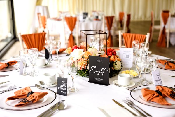 Midnight black & moonlight white rectangle table numbers