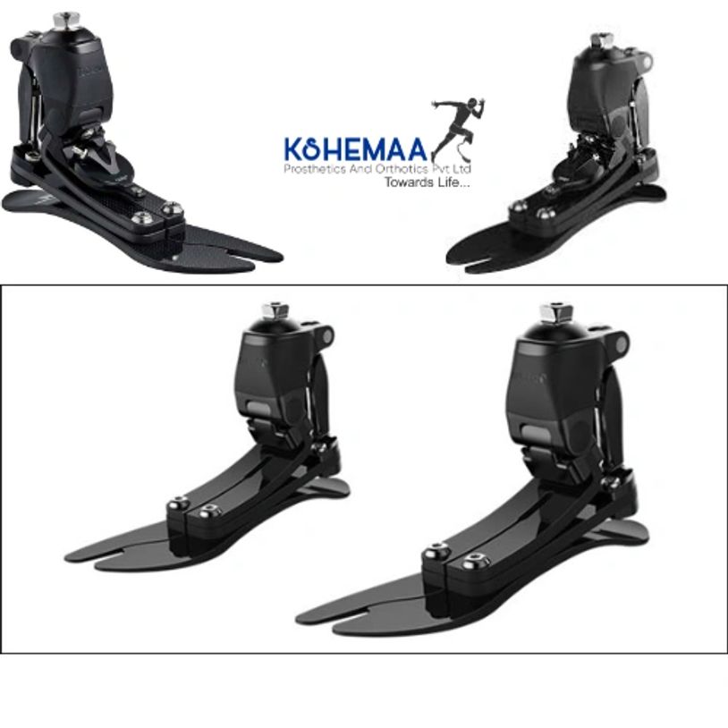High-tech black prosthetic feet for enhanced mobility from Kshemaa.
active prosthetics high performance prosthetics, prosthetic feet, Ossur, amputee care, myoelectric hand, prosthesis, prosthetic services
