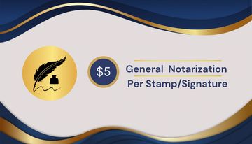 Pricing for general notarization per stamp or signature.