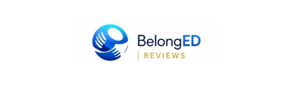 BelongED Reviews logo with blue and gold colors.