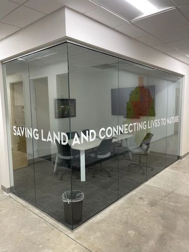 White Vinyl Letters on Conference Room Glass Walls