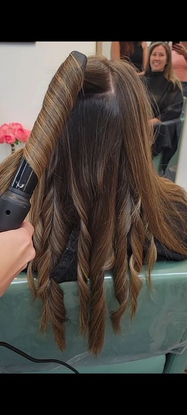 Blended brunette with bronde highlights