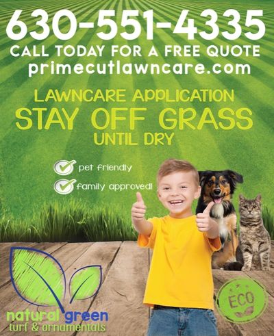 Our organic fertilizer program can offer a variety of benefits such as:
•	Increasing soil health by building organic matter within the soil
•	Enhancing water distribution and retention in the lawn and soil
•	Stimulating natural soil life
•	Strengthening the natural defense system of plants
•	Improving growth of roots
•	Lowering drought stress when water is limited
If any of our organic yard care applications do not produce the desired results in your soil or lawn, just let us know. Our services are backed by a satisfaction guarantee. Natural Green will either return to your house and reapply the application of organic services at no extra charge.  Contact us today for your FREE Lawn Evaluation or call to learn more about Natural Green organic lawn services.
Our experienced organic lawn maintenance professionals can care for the whole landscape, not just the lawn and yard but also soil, trees, plants, garden, and shrubs as well. Natural Green provides organic to customers with eco-friendly lawn products such as organic fertilizers and organic lawn weed control.