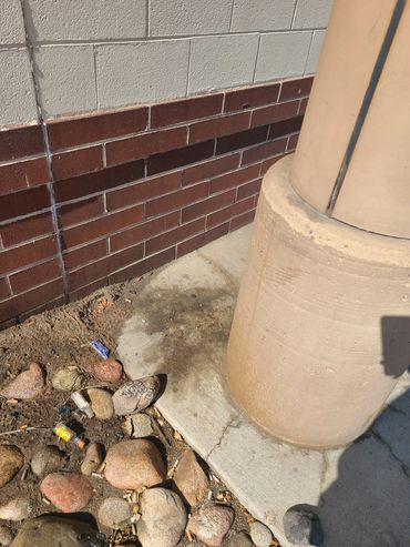Dirty pillar area from homeless Arvada colorado