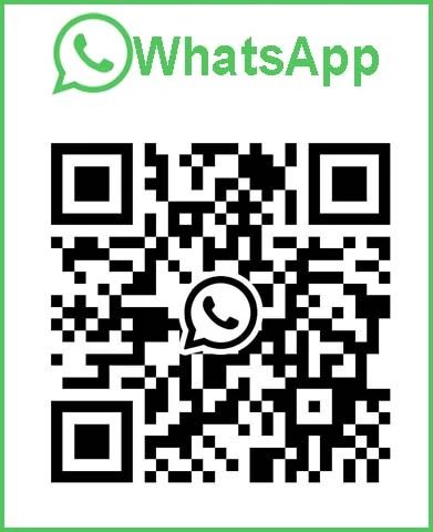 QR code for WhatsApp with logo and branding.