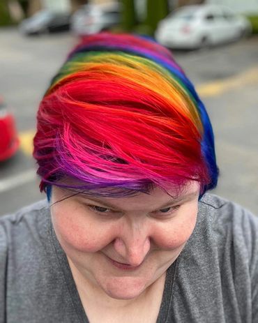 Rainbow hair by Julia.