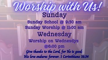 Worship with us shows the times and days you can fellowship with ESBC