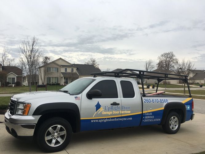 This is a picture of one of UpRight Garage Door Services installation trucks.