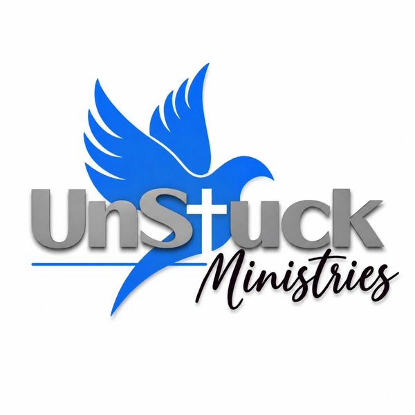 Logo of UnStuck Ministries with a blue dove and cross.