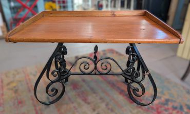 Vintage wood and wrought iron coffee table