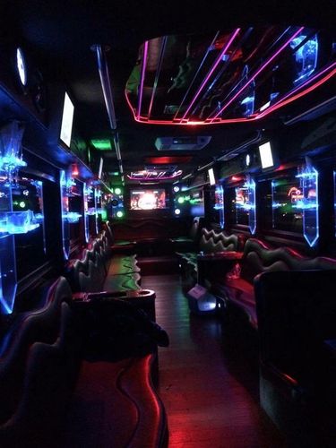 Party Bus, Limo Bus Extreme. Limousine for Shuttle Bus.