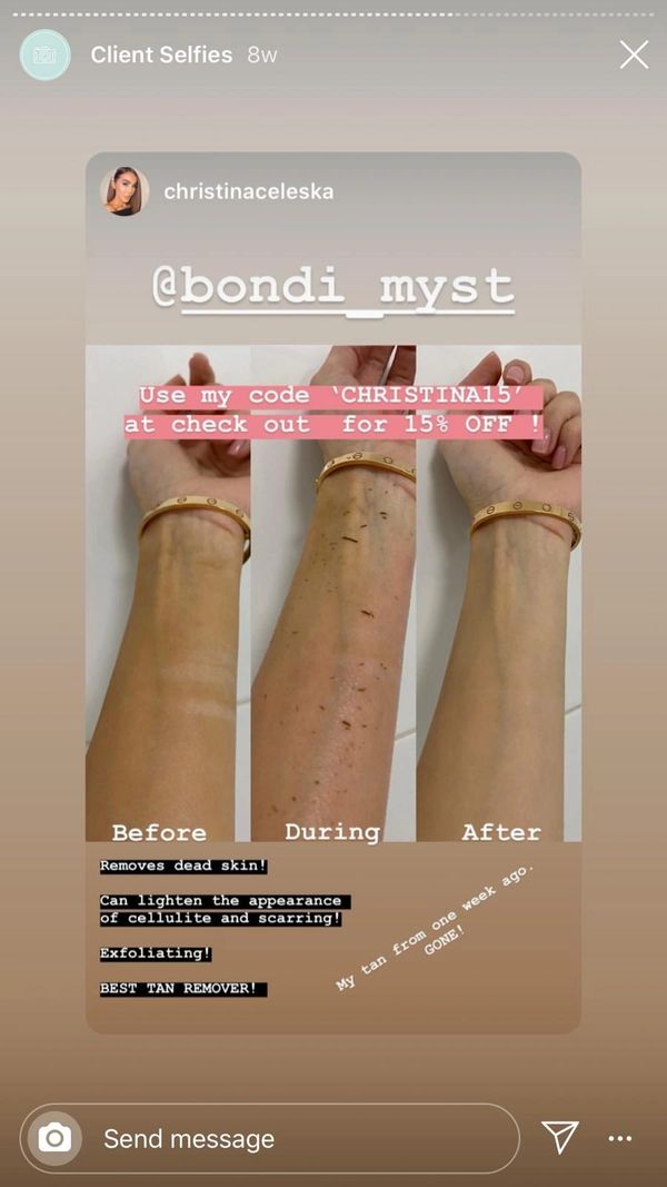 exfoliating mitt visibly removing fake tan and dead skin