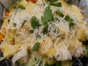 Chicken Belle Isle is our vegan friendly sauce made with blended pineapples and mango not cooked