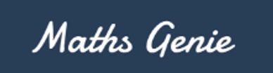 Logo with the text 'Maths Genie' on a dark blue background.